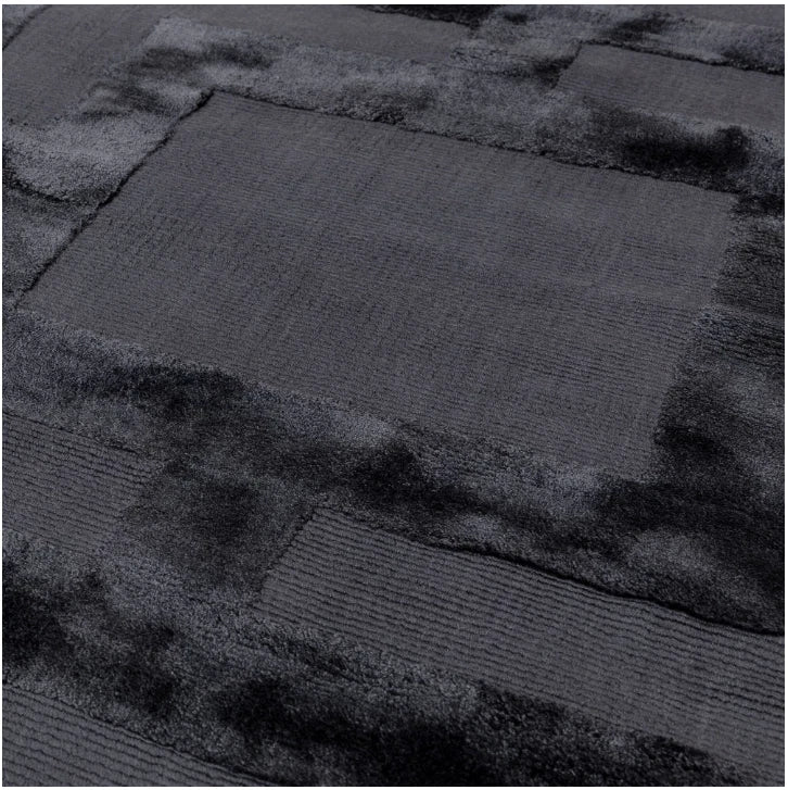 Katherine Carnaby Eaton Black Rug - Hand Made Texture, Luxury By Asiatic 200x300cm, Bedroom & Living Room