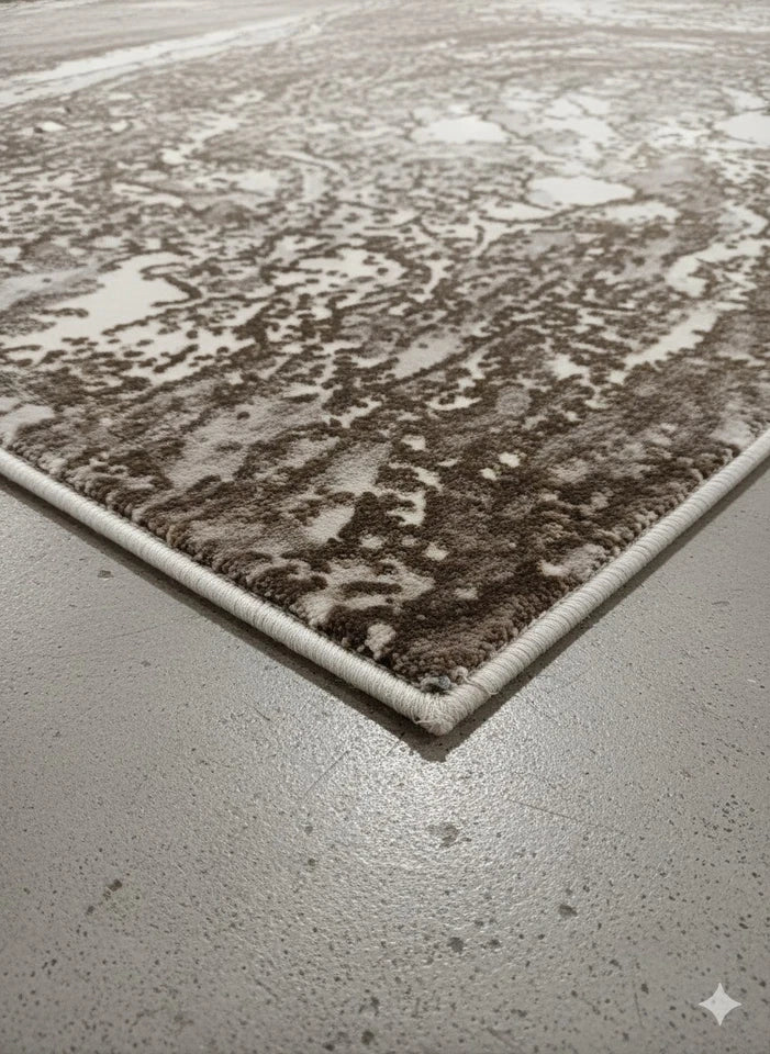 Aurora Rug Brown Gold Dune Abstract Metallic High Shine Living Room Carpet