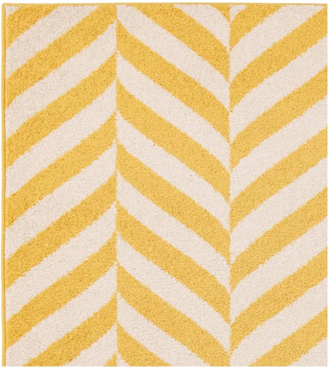Muse Yellow Chevron Contemporary Rug 80x150cm Premium Living Room Asiatic