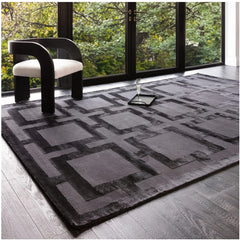 Katherine Carnaby Eaton Black Rug - Hand Made Texture, Luxury By Asiatic 200x300cm, Bedroom & Living Room