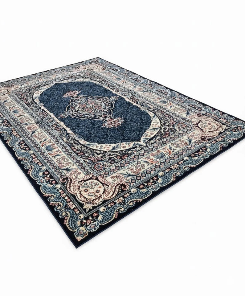 Navy Blue Abstract Rug 160x230cm Large Modern Living Room Carpet Soft Area Mat