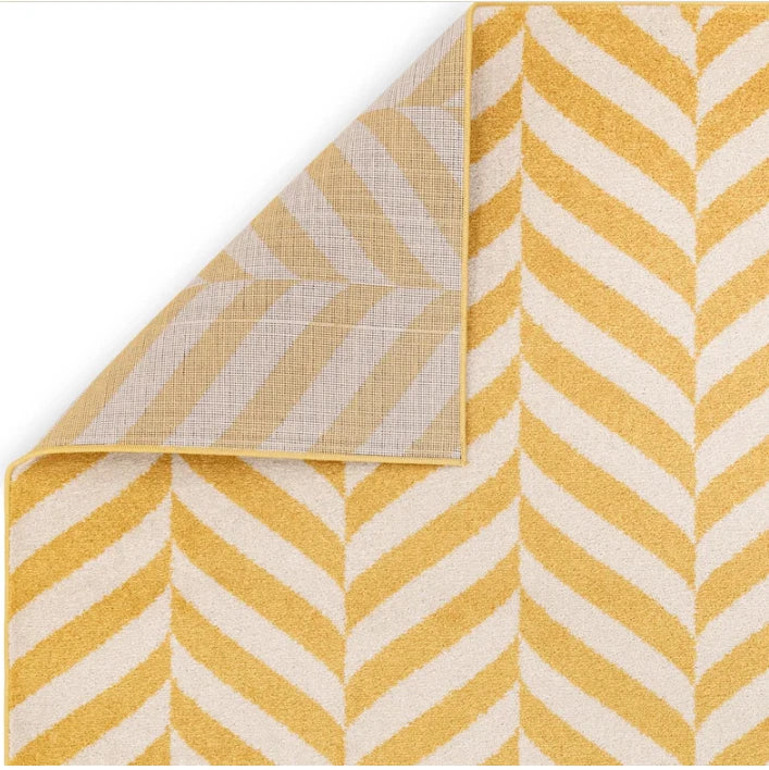 Muse Yellow Chevron Contemporary Rug 80x150cm Premium Living Room Asiatic