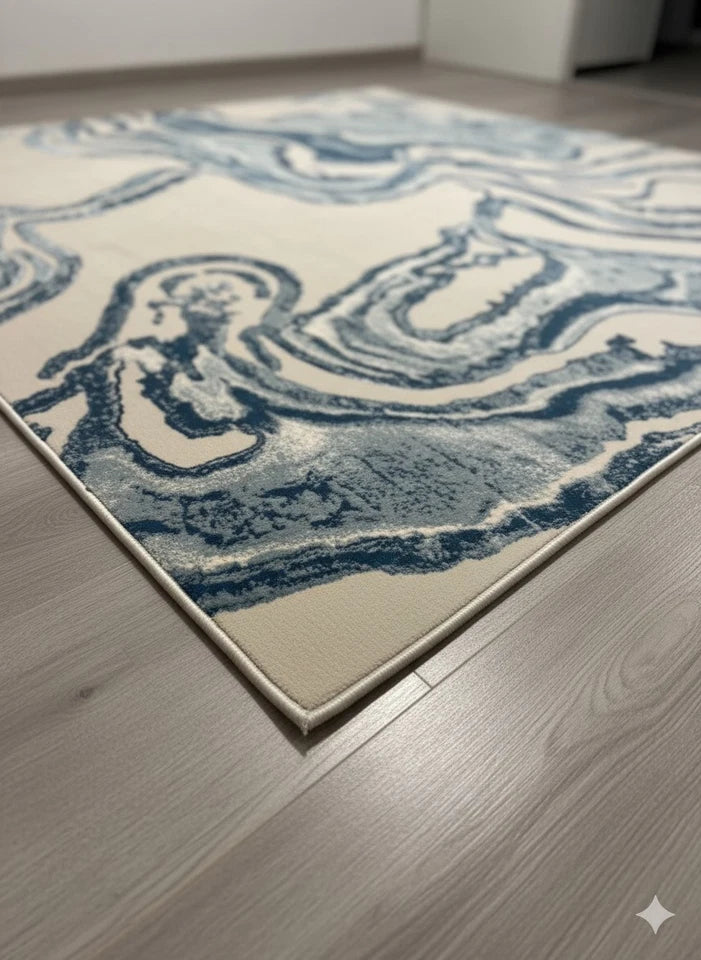 Blue Aurora contemporary Rug 200x290cm, Modern Bedroom Living Room Asia