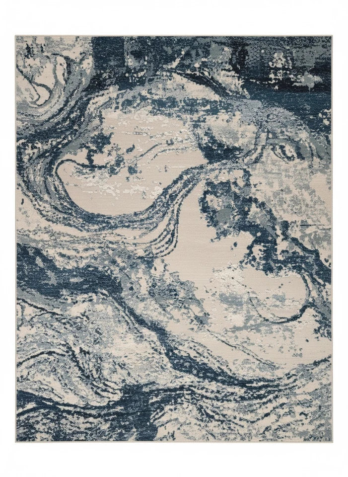 Blue Contemporary Rug 120x170cm Modern Abstract Living Room Carpet Soft Area Mat