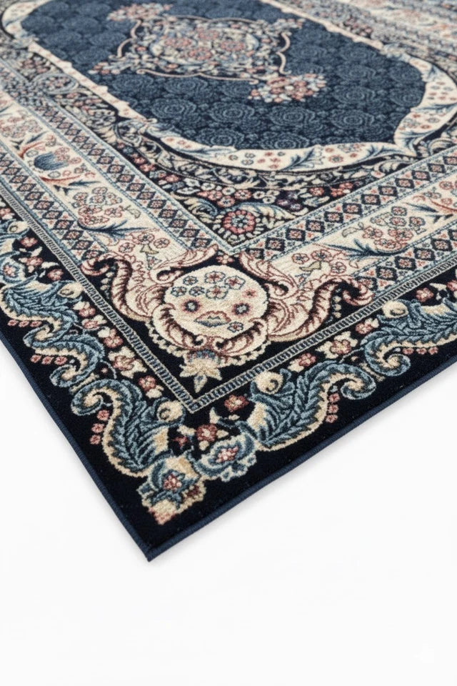 Navy Blue Abstract Rug 160x230cm Large Modern Living Room Carpet Soft Area Mat