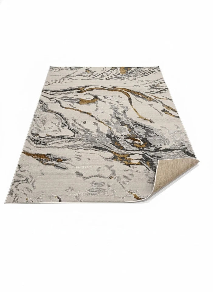 Aurora Rug Gold Ochre Mustard Abstract Metallic High Shine Living Room