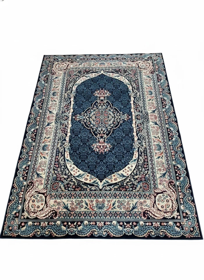 Navy Blue Abstract Rug 160x230cm Large Modern Living Room Carpet Soft Area Mat