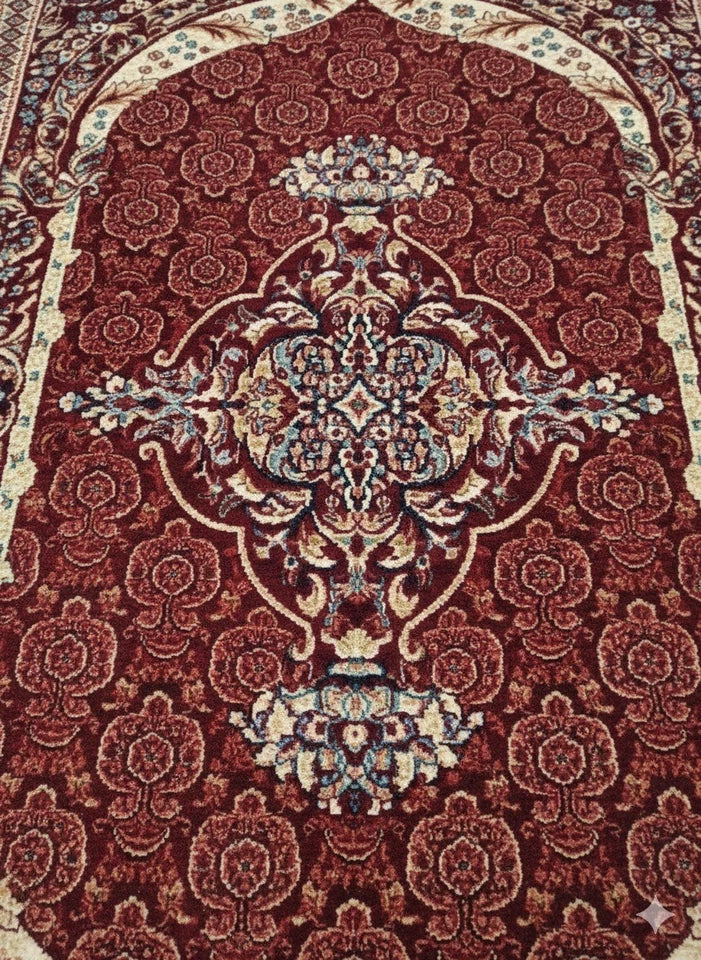 Red Silk Effect Border Rug 160x230cm Modern Living Room Carpet by Asia